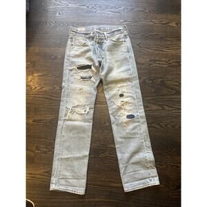 Levi's 501 Selvedge Sashiko Denim Jeans 29x30 Distressed